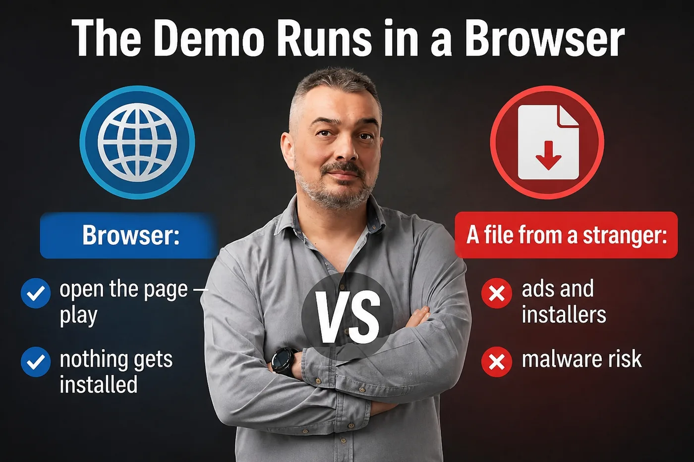 Browser demo vs a downloaded installer
