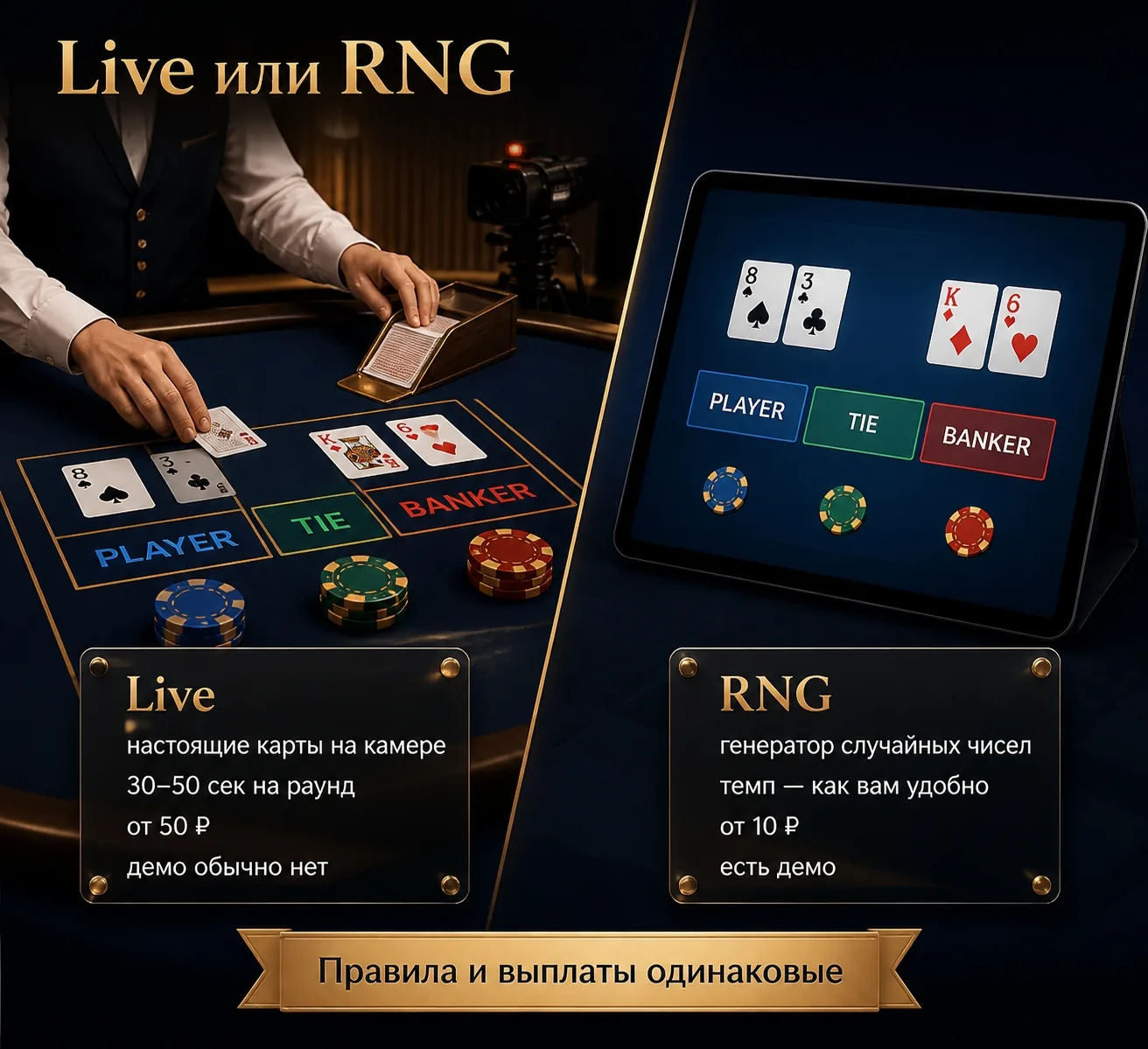 Сравнение live- и RNG-баккара