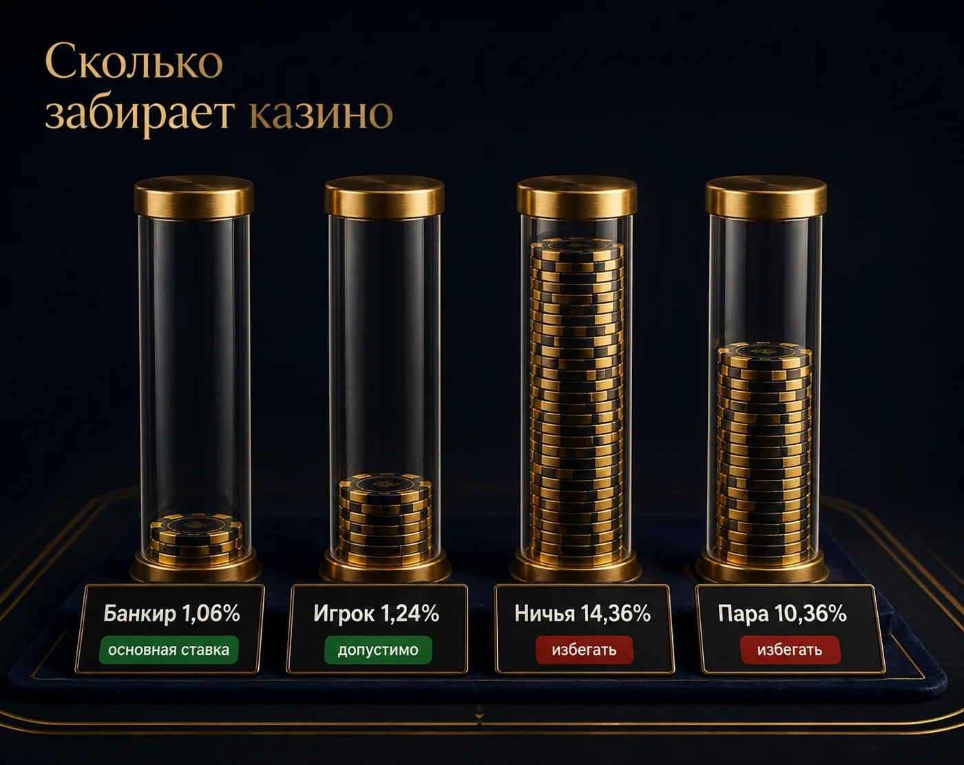 Преимущество казино по четырём ставкам